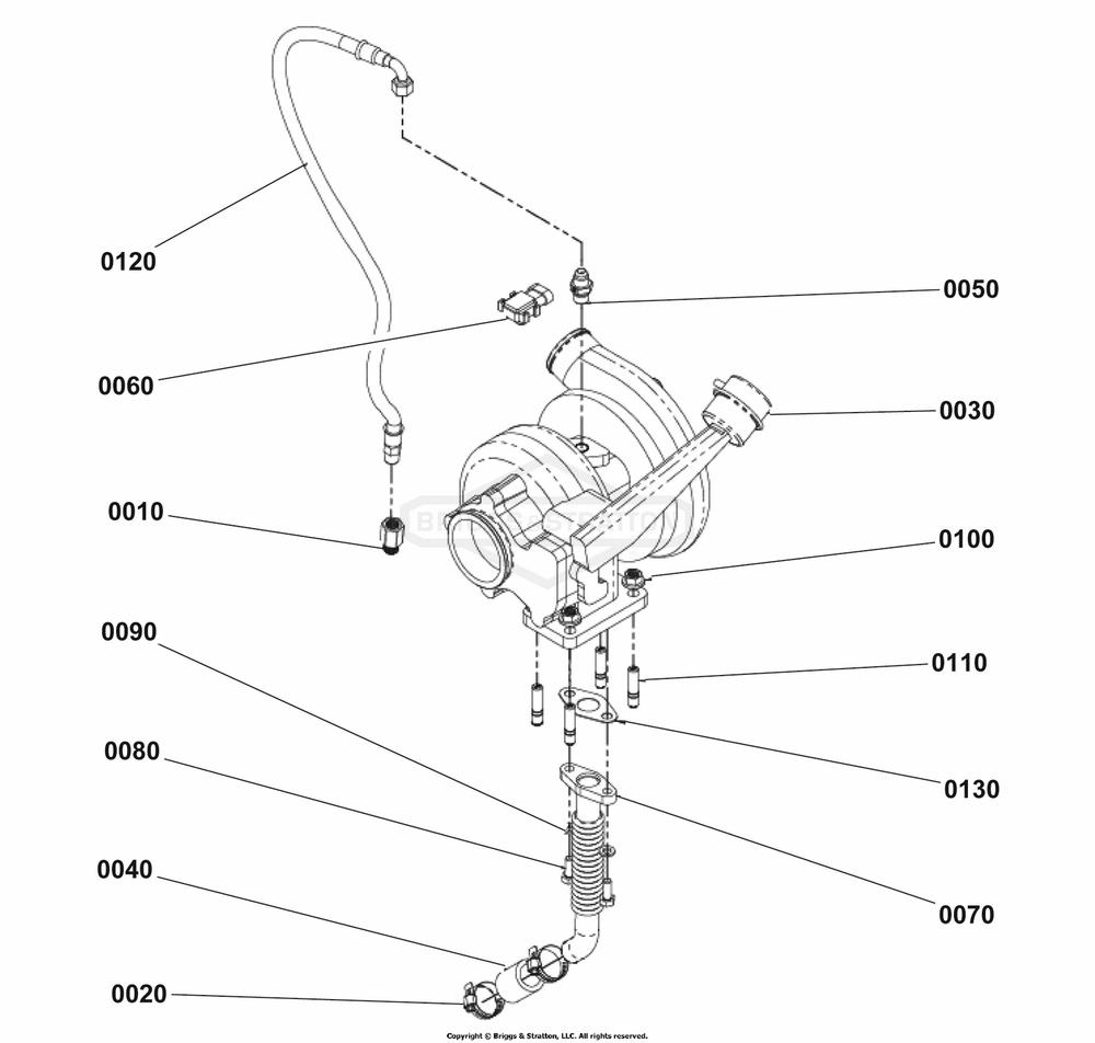 Engine Group - Turbo Charger Diagram and Parts List for 080018-02  Briggs and Stratton Generator